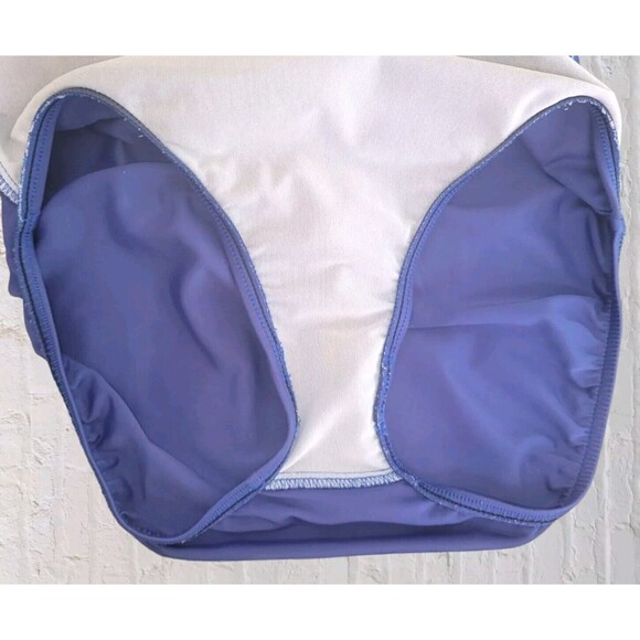 Jantzen Modest One Piece Swimsuit Size MED Blue Shelf Bra Cut Out Back Beach - Picture 5 of 6